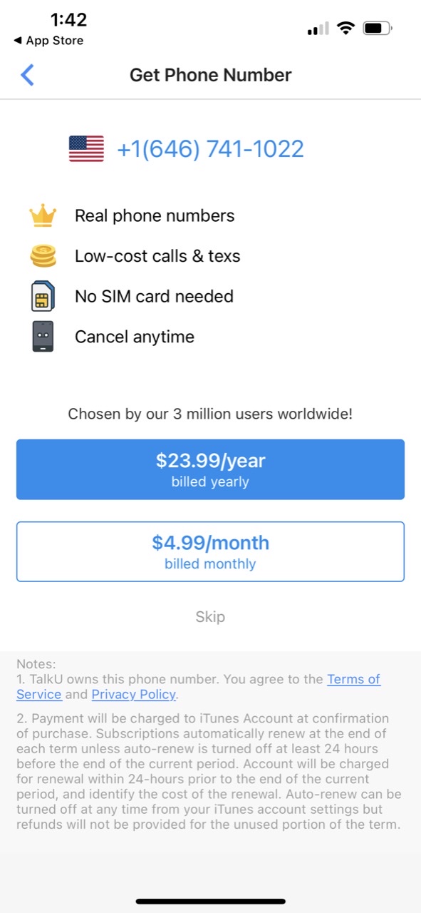 TalkU: Unlimited Calls + Texts