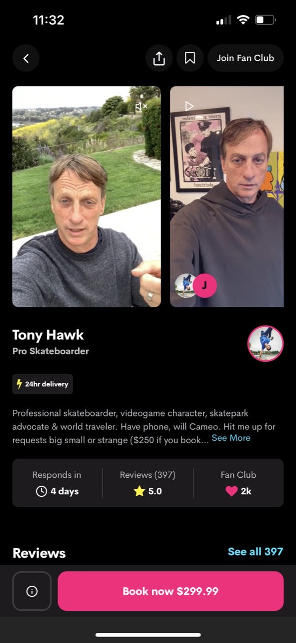 Cameo - Personal celeb videos