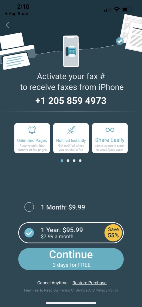 Fax from iPhone: Free of ad