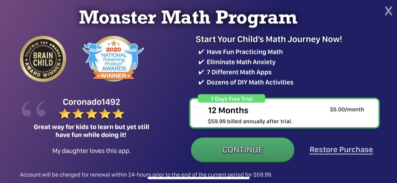 Monster Math 2: Kids Math Game