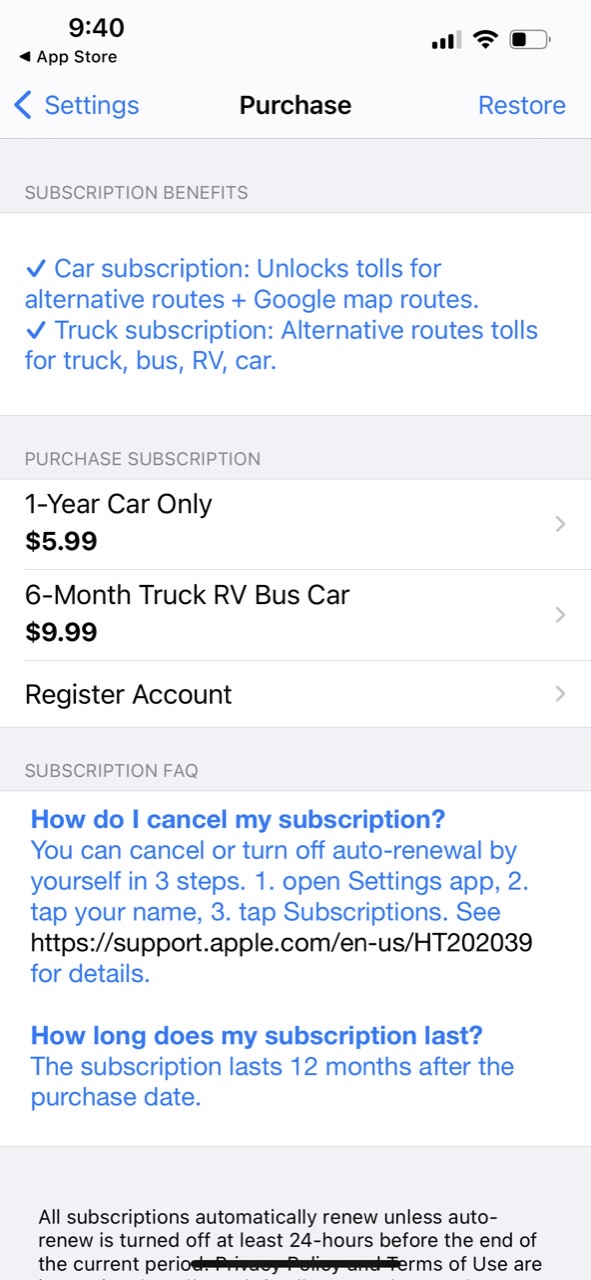 Toll Calculator GPS Navigation
