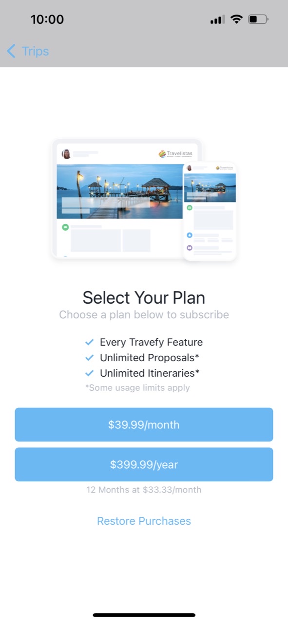 Travefy Pro: View Client Trips