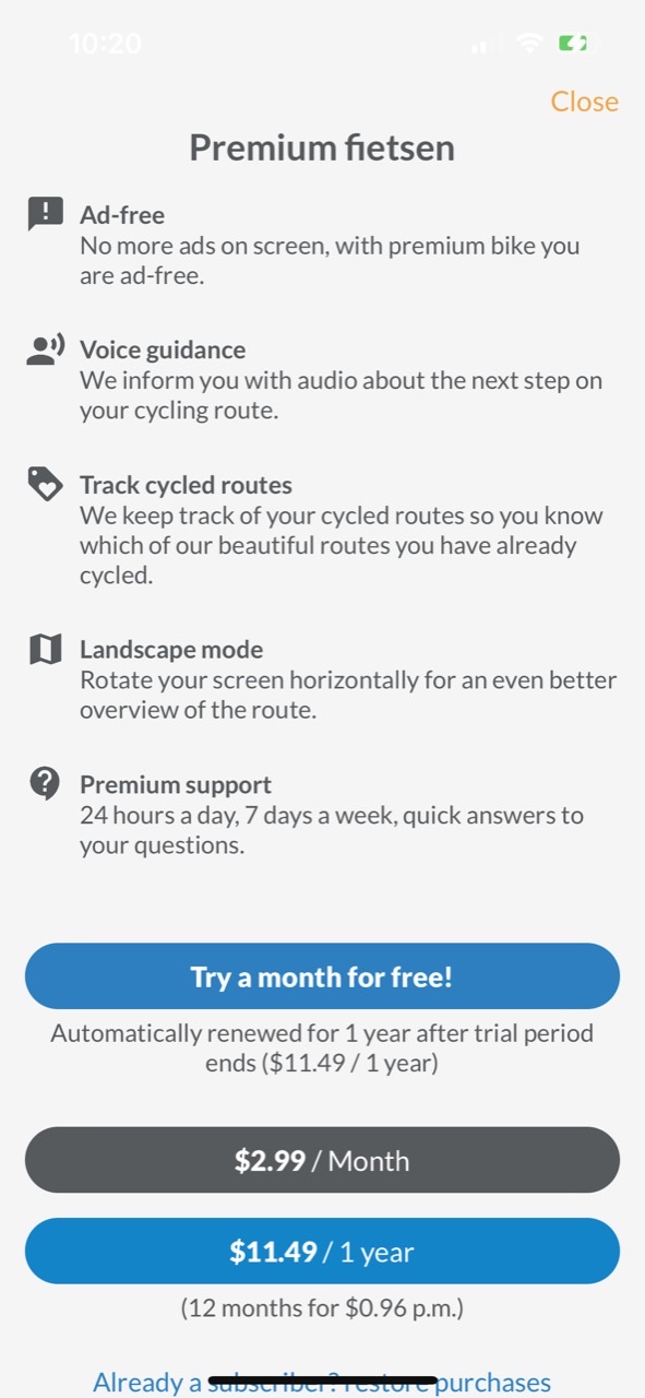 Efita cycling – route app