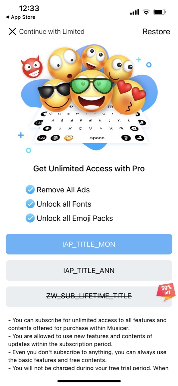 Fonts & Big Emojis for iPhones