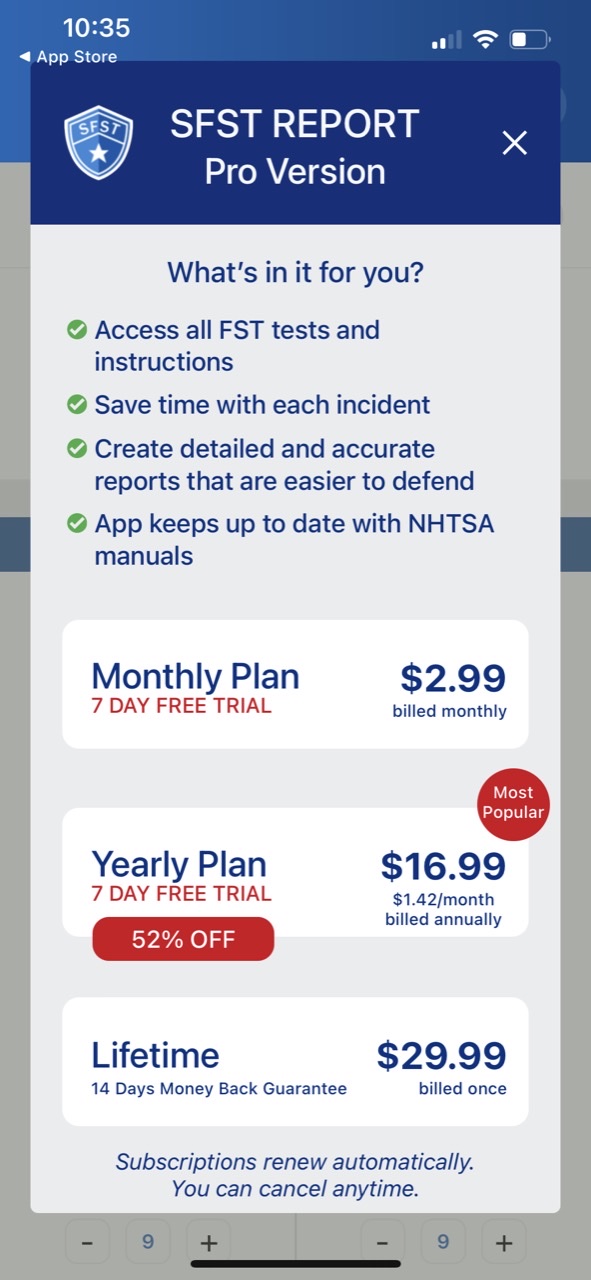 SFST Report - Police DUI App