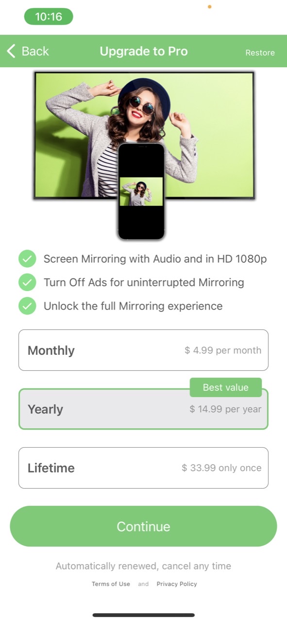 Mirror for Roku TV App