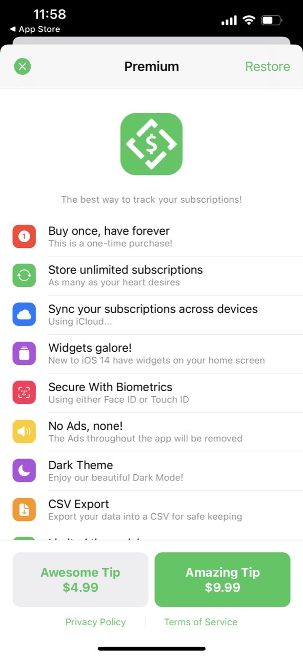 Subscription Manager - Bills