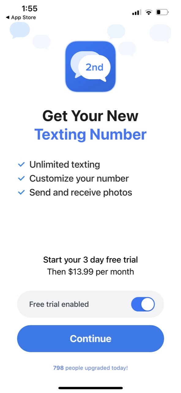 Second Texting Number