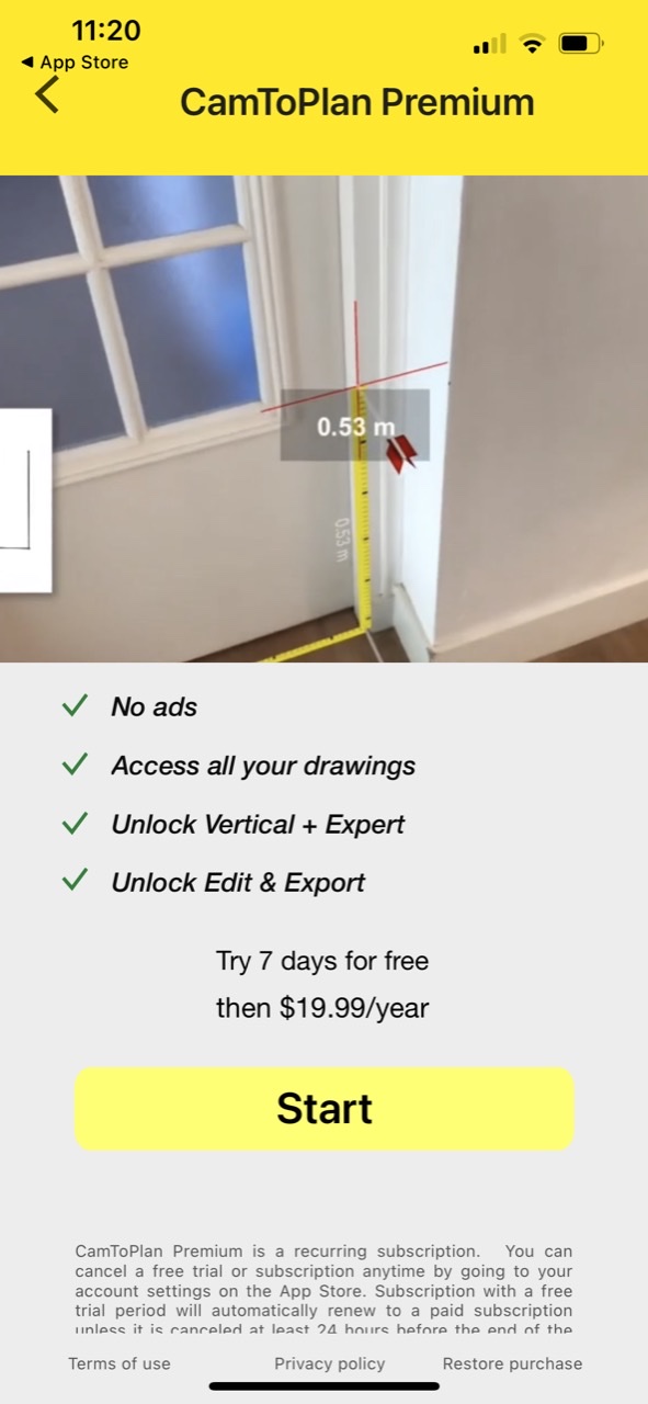 CamToPlan - AR tape measure