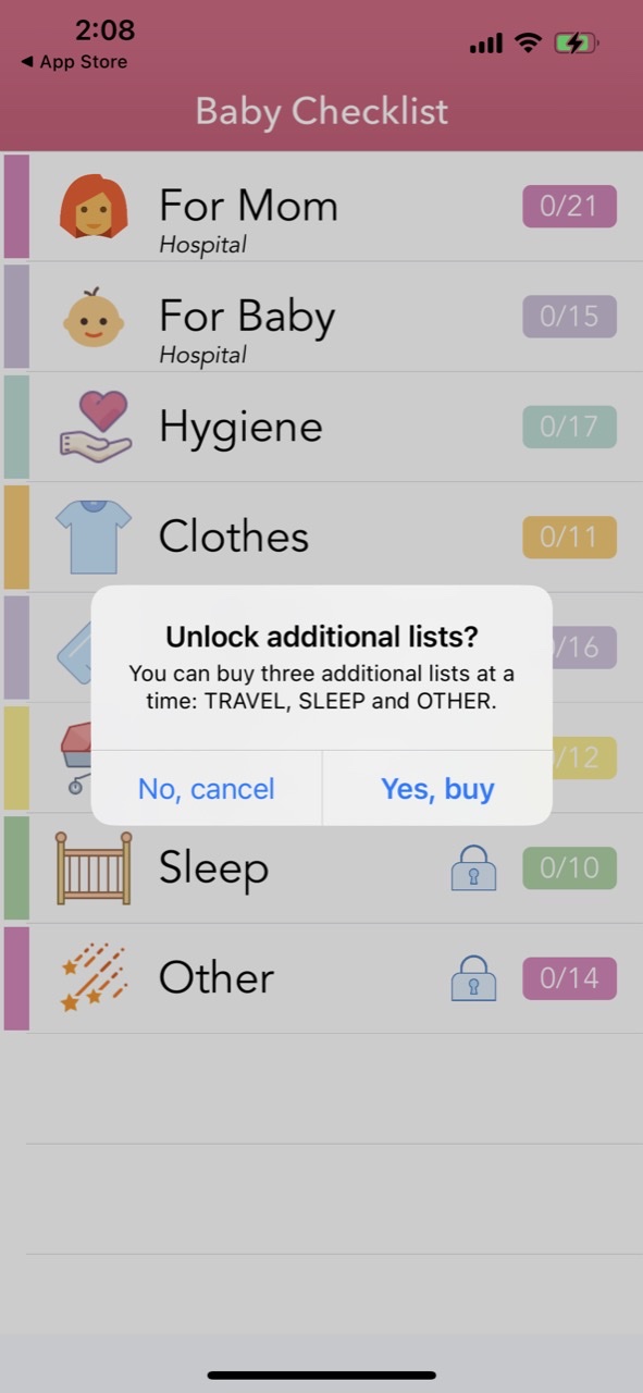 Baby Checklist - Shopping List