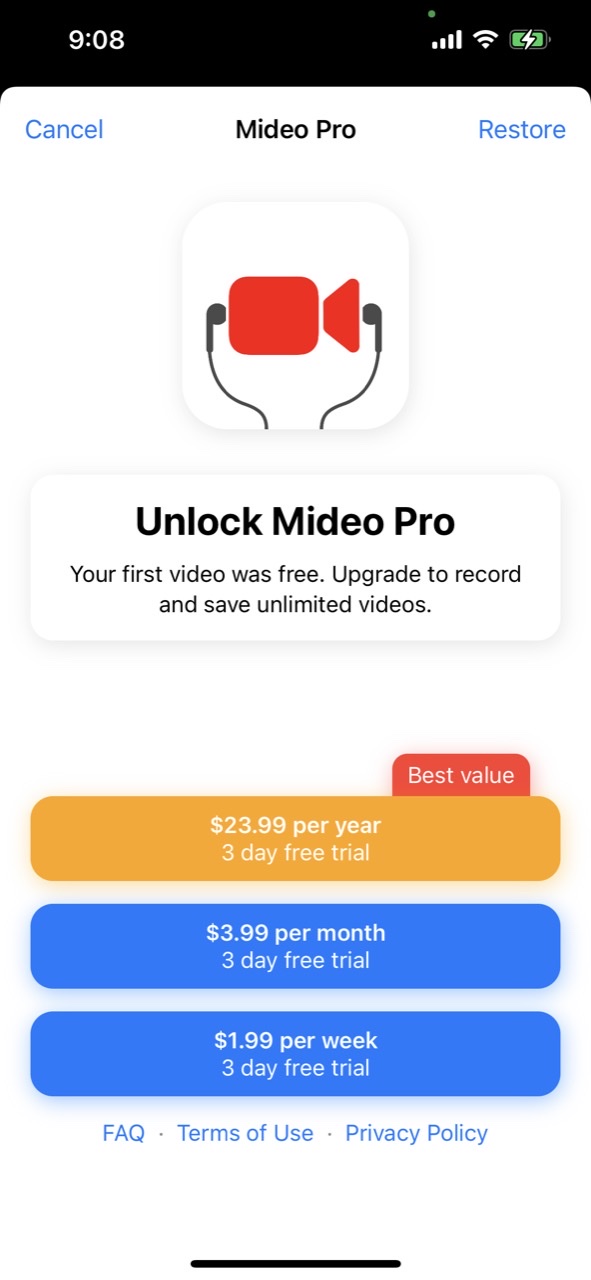 Mideo: Record Video With Music