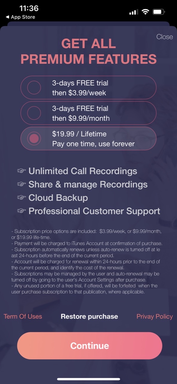 Acr call recorder - for iPhone