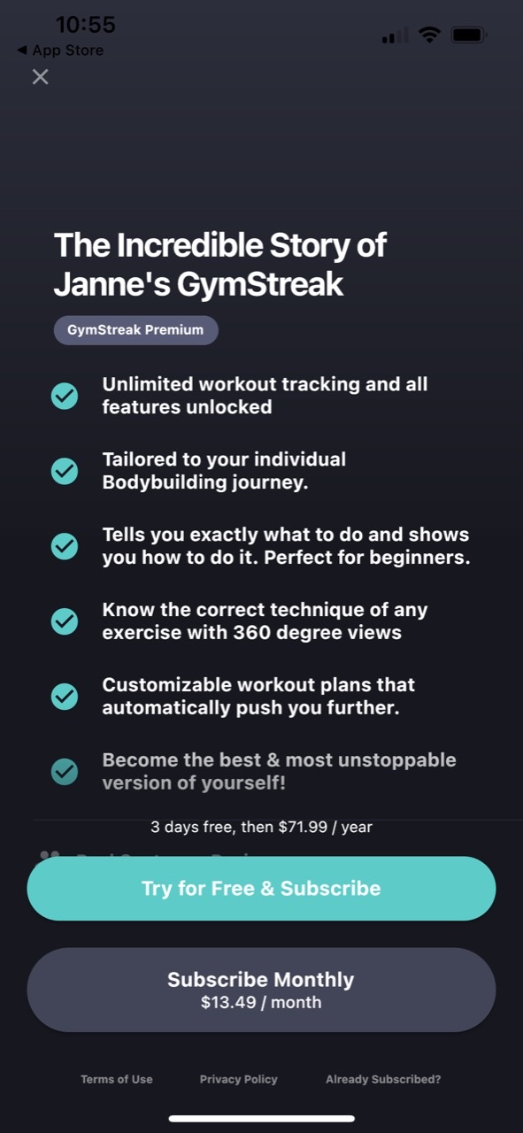 GymStreak: Workout & Nutrition