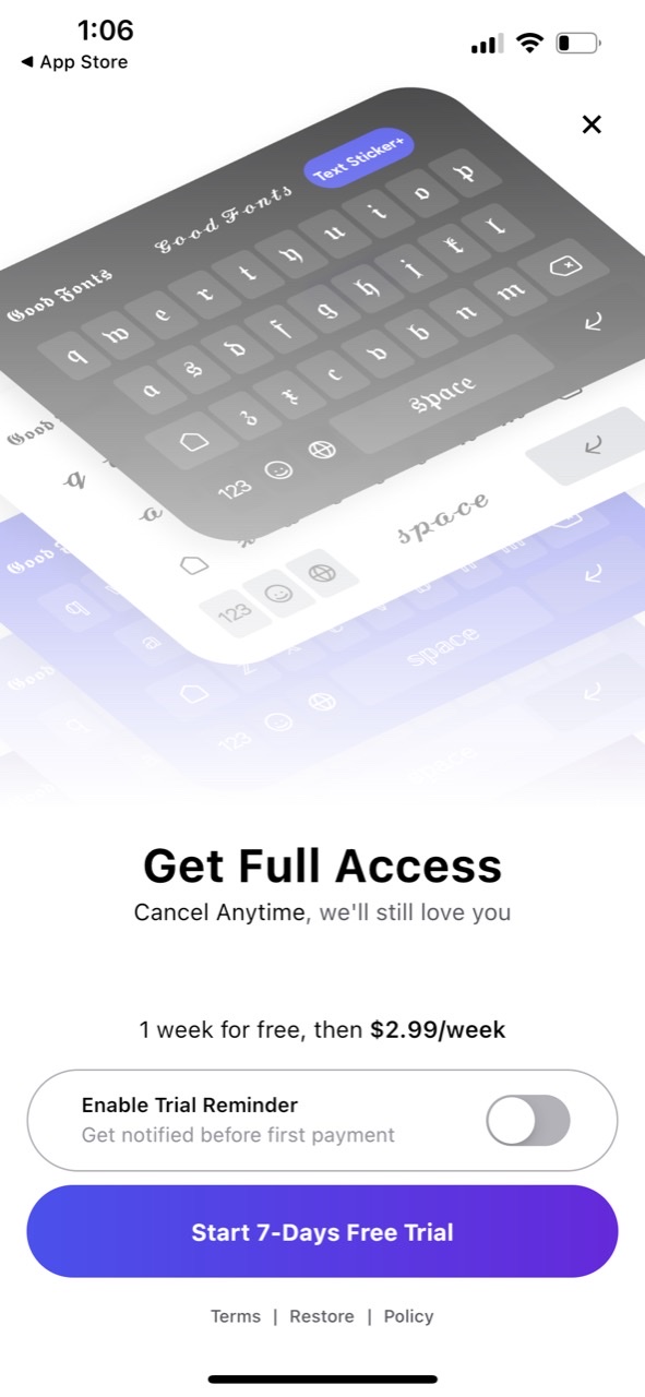 Good Fonts: Text Font Keyboard