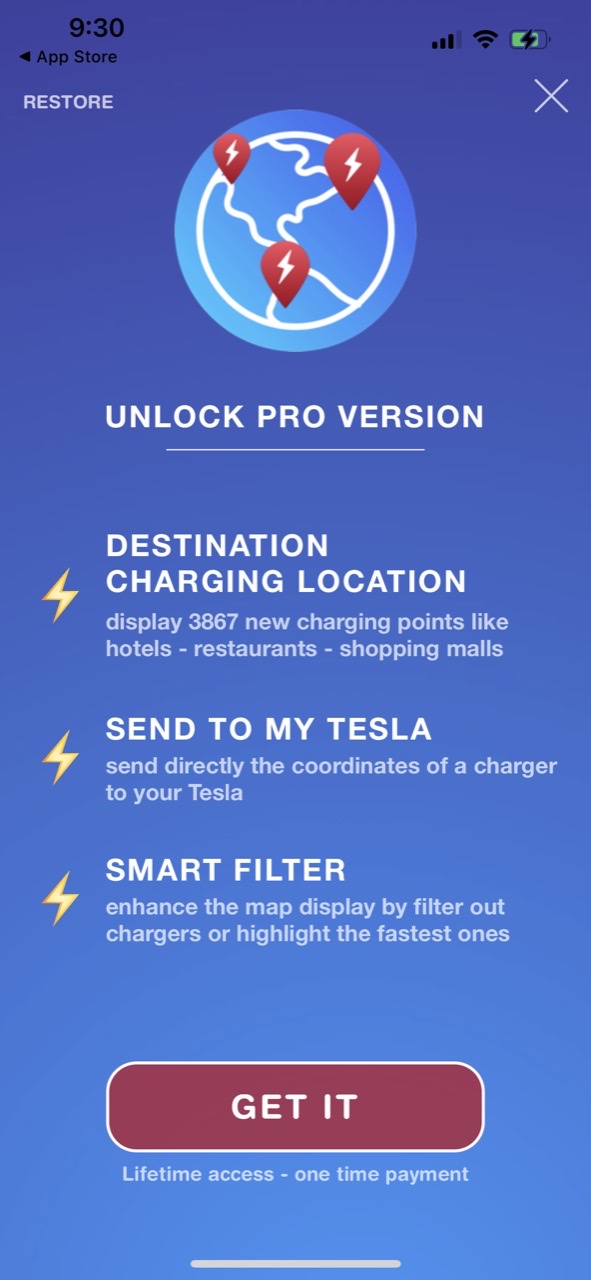 Supercharger map for Tesla