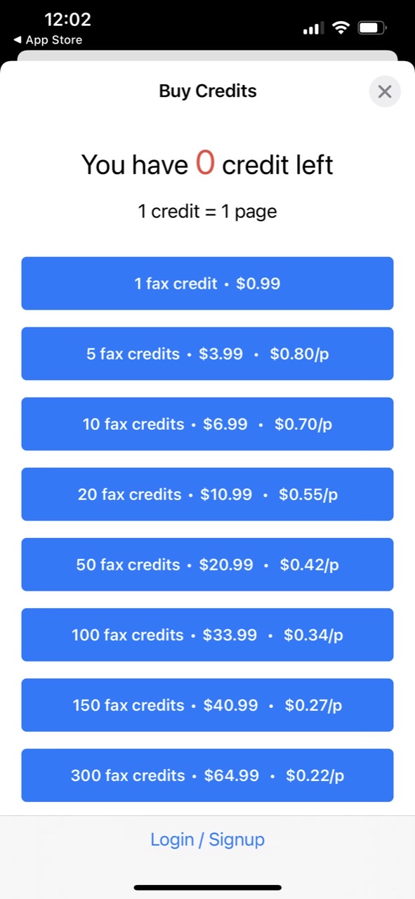 EaseFax: pay per use, send fax