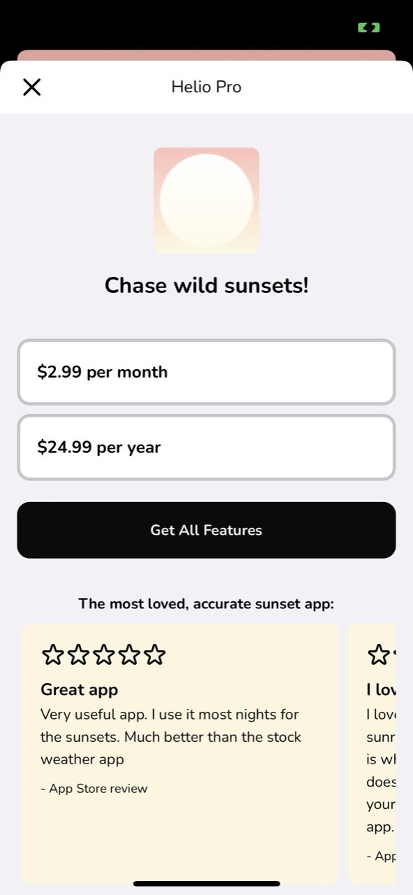 Helio - Sunset Forecast