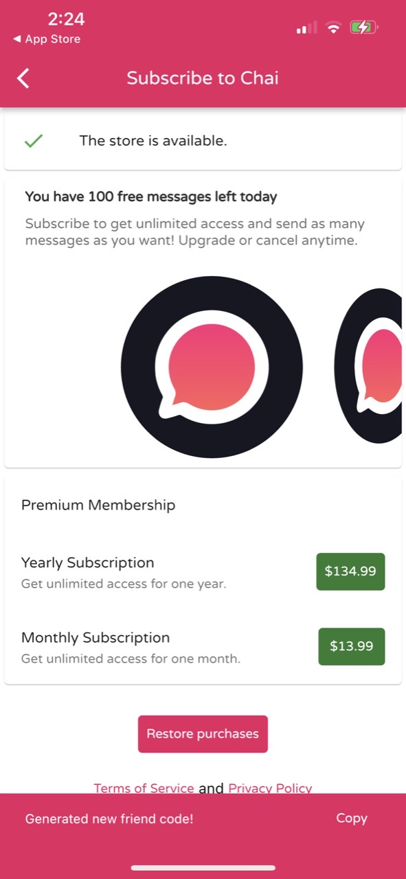 CHAI: Social AI Platform- Chat