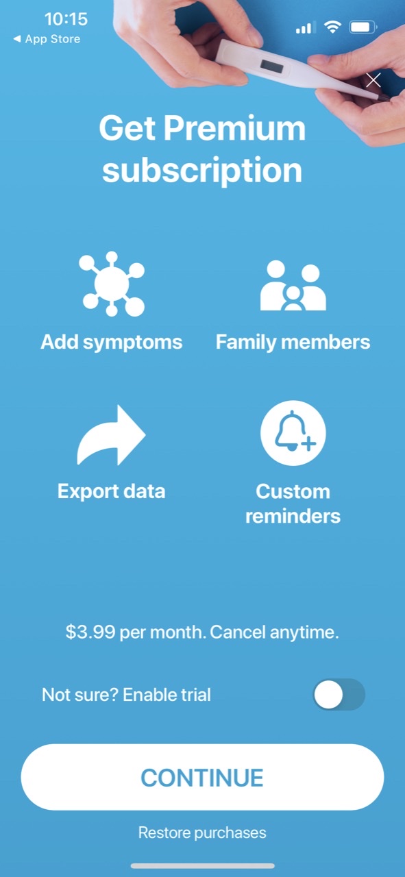 Temperature + Blood Oxygen app