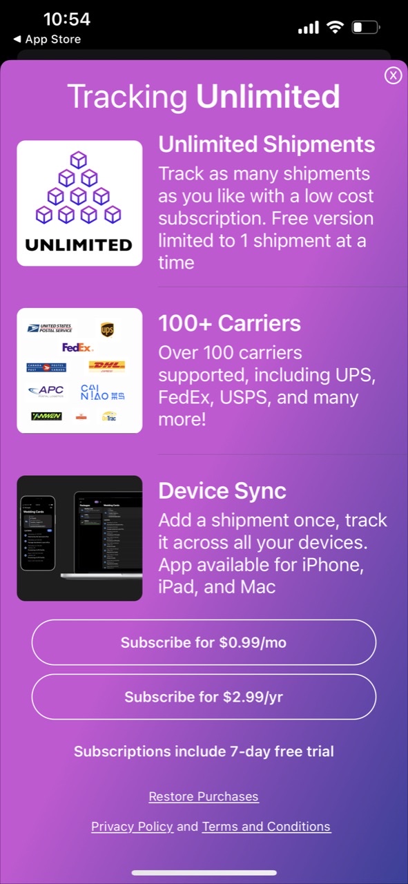 Tracking - Packages/Deliveries
