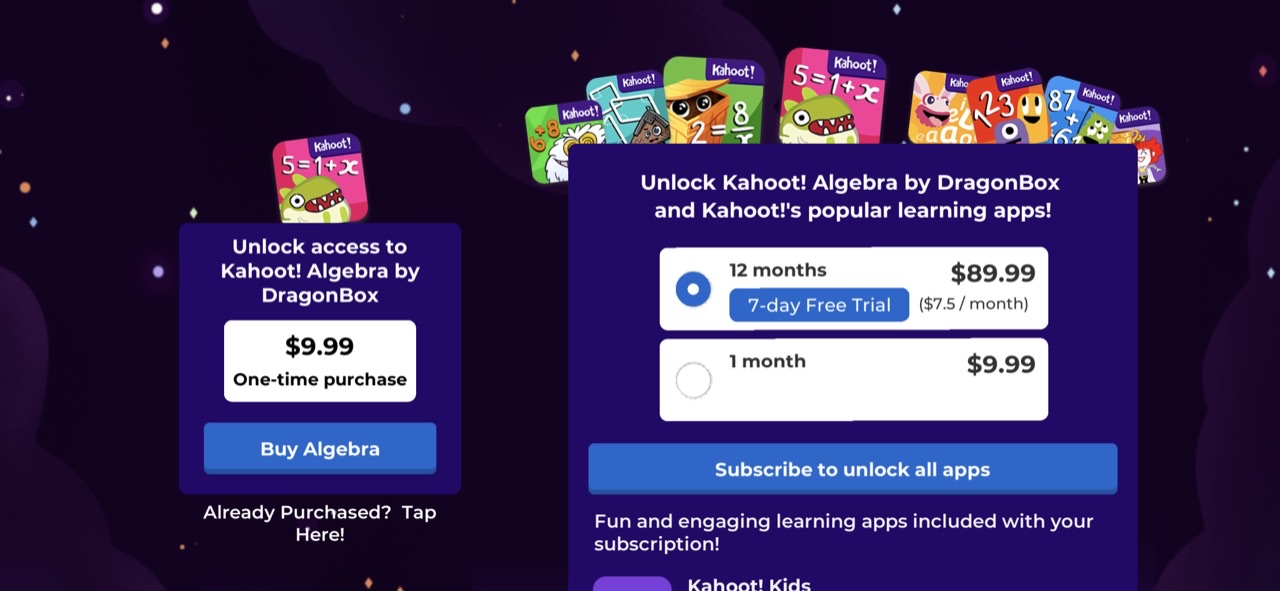 Kahoot! Algebra by DragonBox