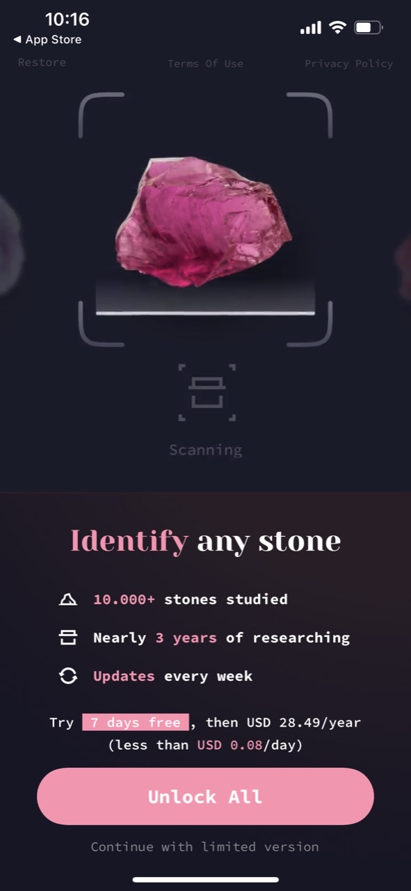 Crystal identifier. Rock guide