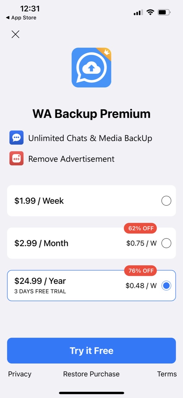 WA Chat Backup Restore Delete