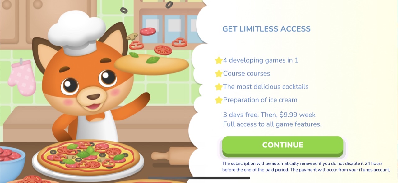 Kids cooking games 2+ year old