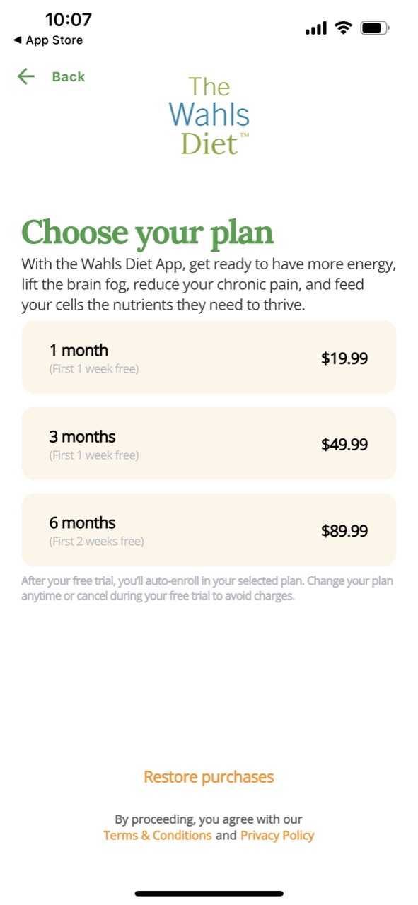 Wahls Diet App