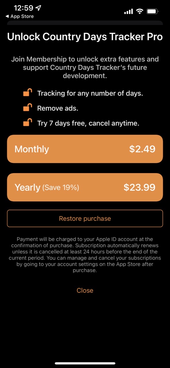 Country Days Tracker