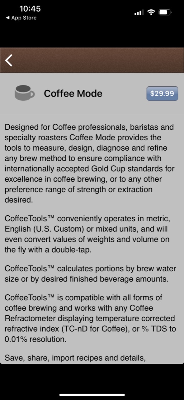 VST CoffeeTools for iPhone
