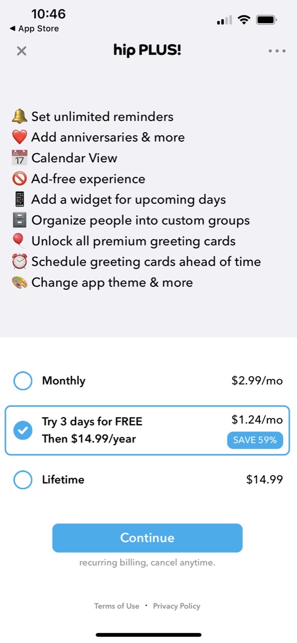 hip: Birthday Reminder App