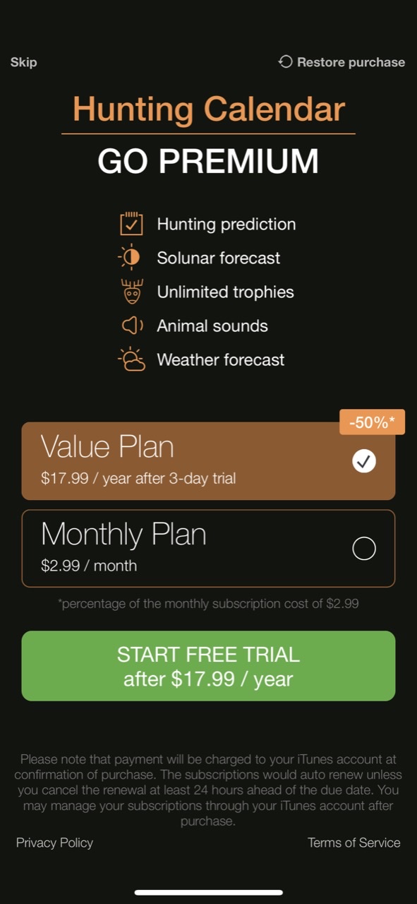 Hunting Calendar, Solunar