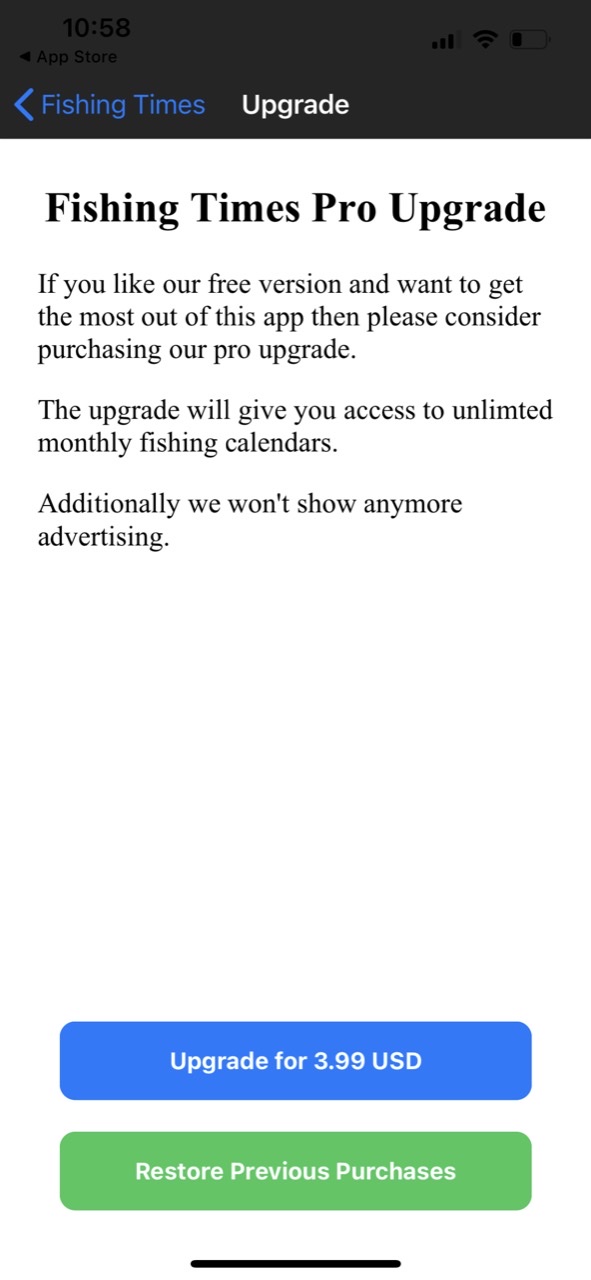 Fishing Times Calendar