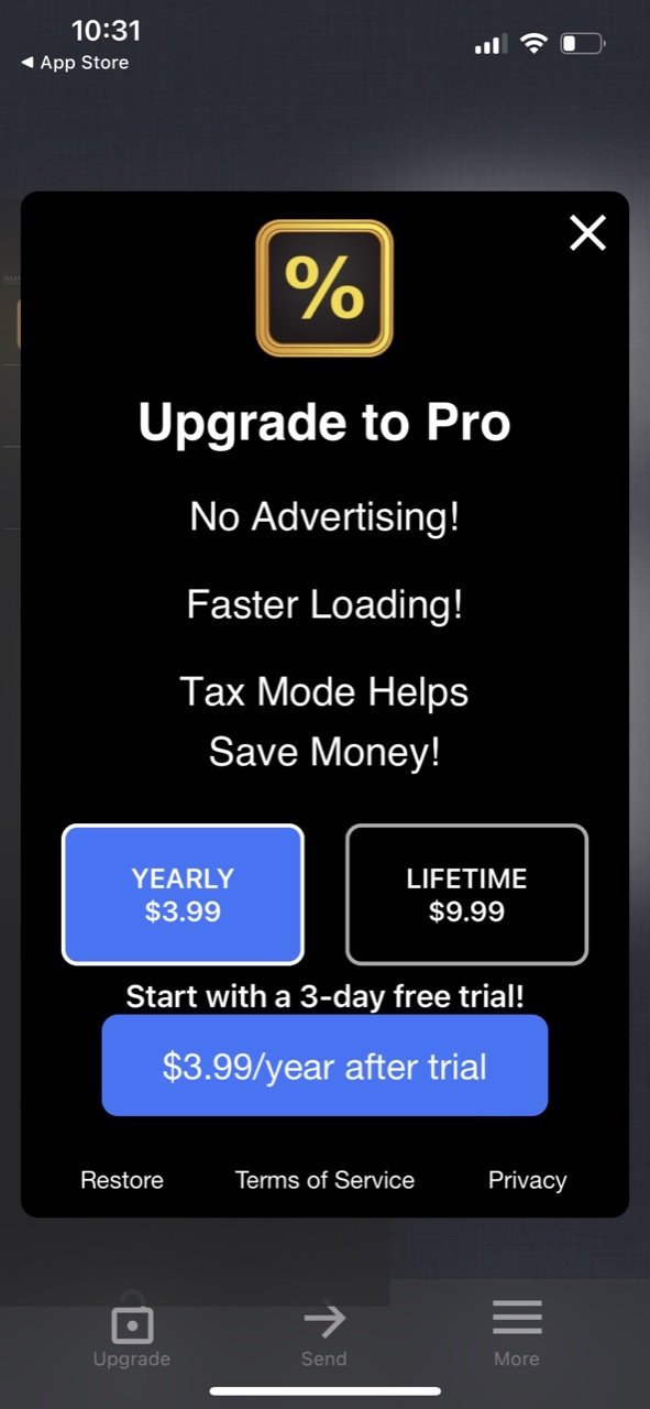 Tip Calculator % Gold