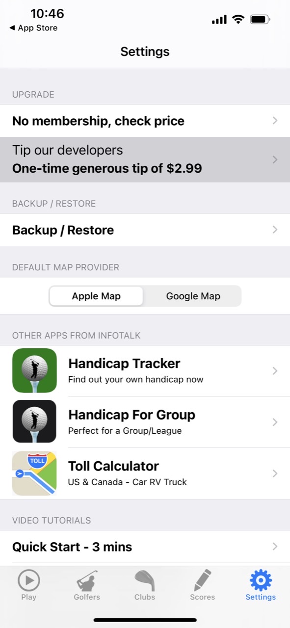 Golf GPS Rangefinder Scorecard