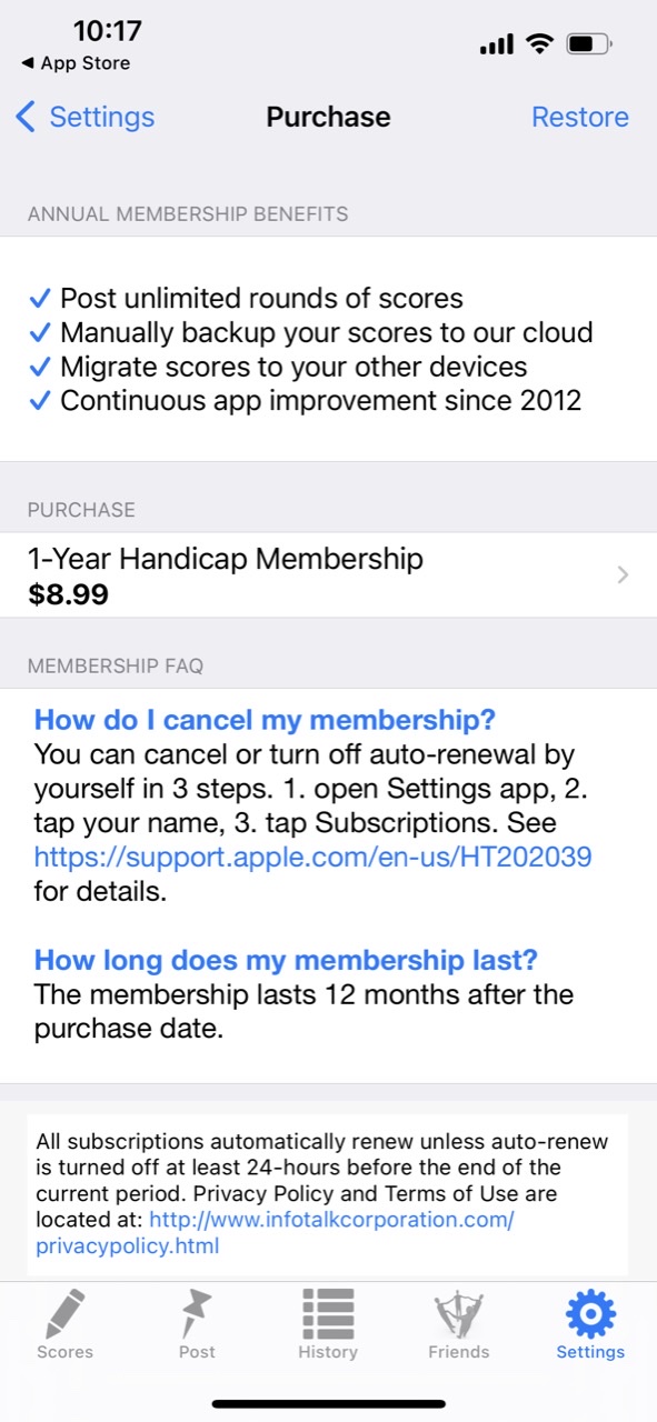 Golf Handicap Tracker & Scores