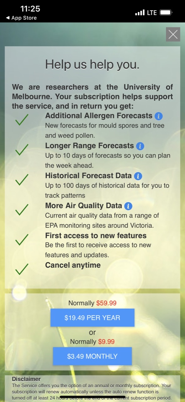 Melbourne Pollen Count