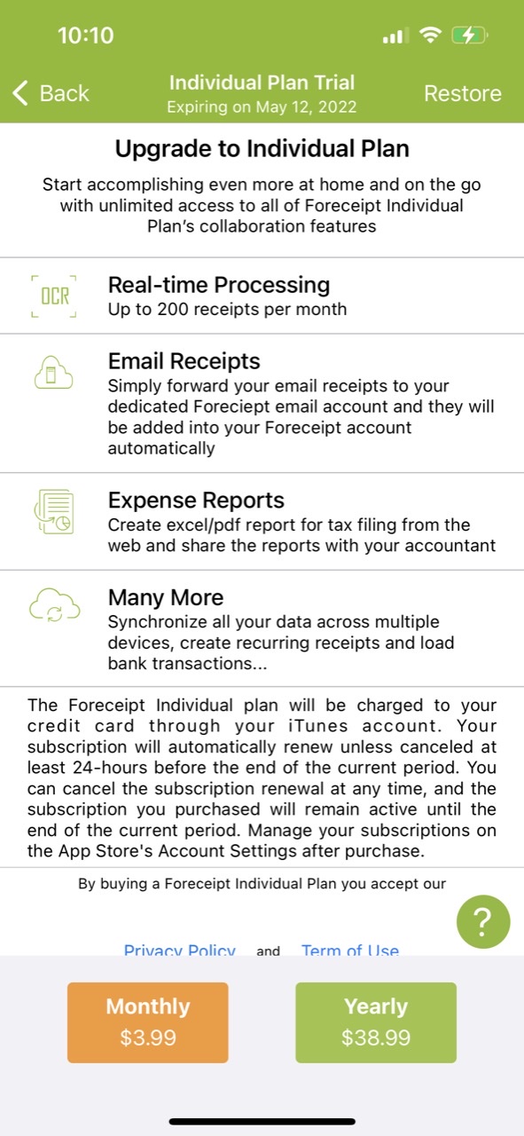 Foreceipt Receipt Tracker App