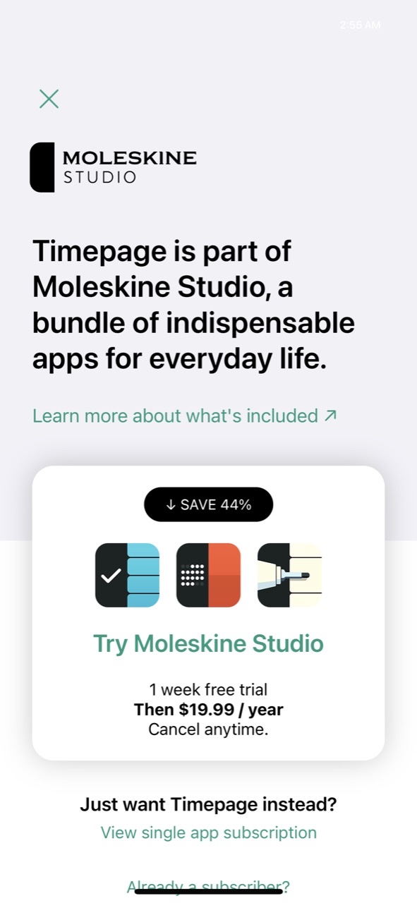 Timepage by Moleskine Studio
