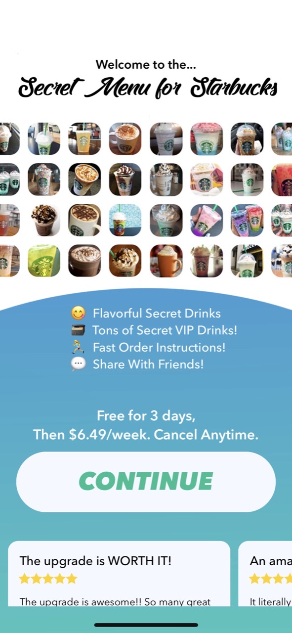 Secret Menu for Starbucks VIP