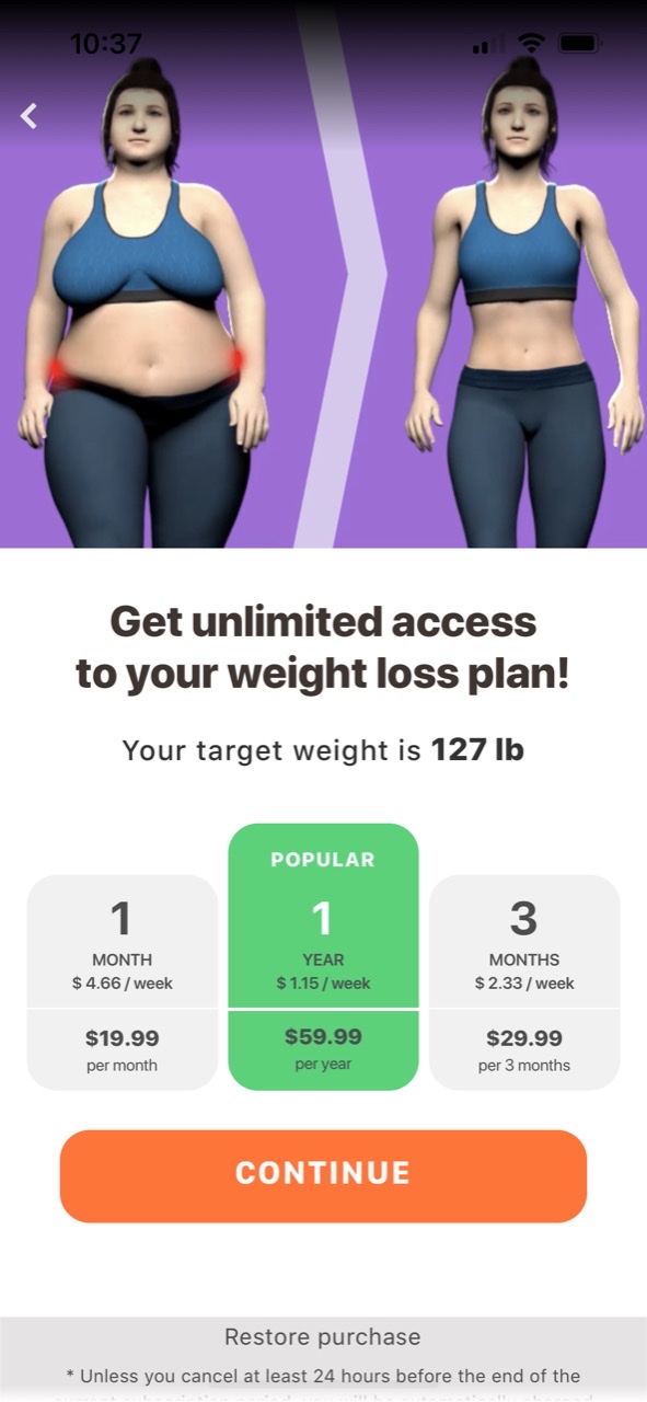 Walking Weight Loss WalkFit Paywall Screenshot 500K mo